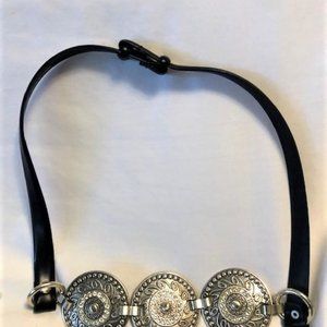Vintage Chico's Leather, Rhinestone & Silver Belt